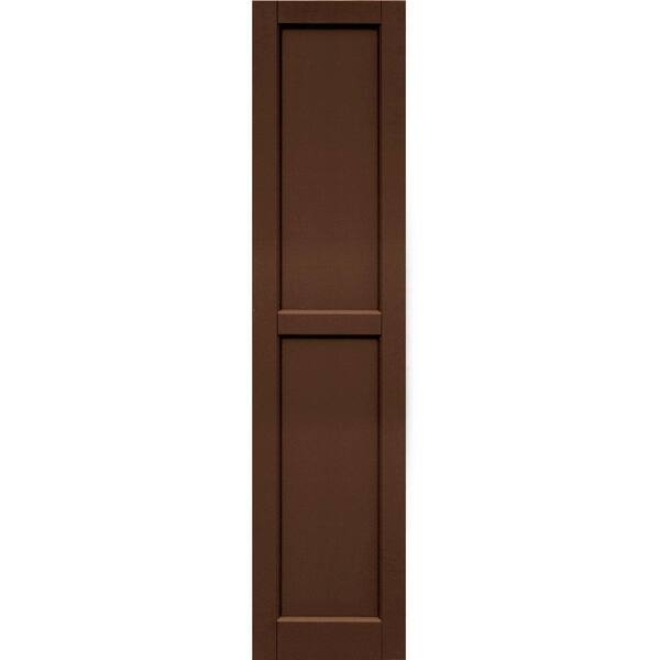 Winworks Wood Composite 15 in. x 65 in. Contemporary Flat Panel Shutters Pair #635 Federal Brown