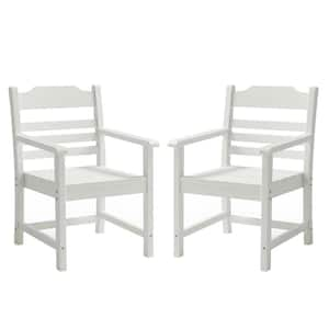 Pure White HIPS Material Outdoor Patio Dining Chair with Armset Set of 2