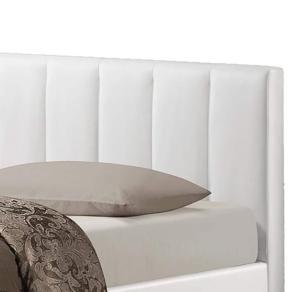 White Faux Leather Upholstered Queen Bed with Storage