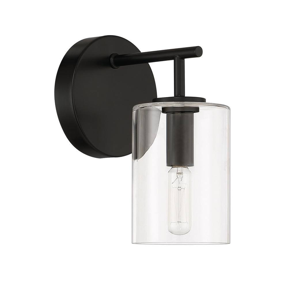Hailie 8.5 in. 1 Light Flat Black Finish Wall Sconce with Clear Glass price history on PriceWatchPro