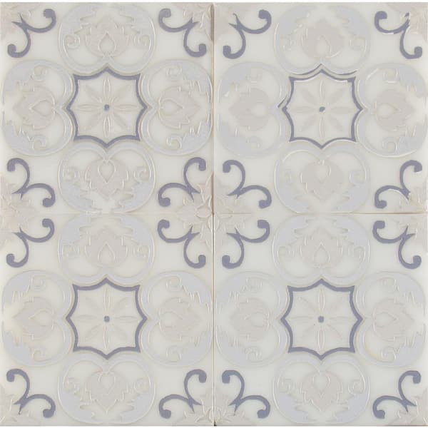 MSI Encaustic Florita Blanco 6 in. x 6 in. Polished Marble Stone Look Floor and Wall Tile (5 sq. ft./Case)