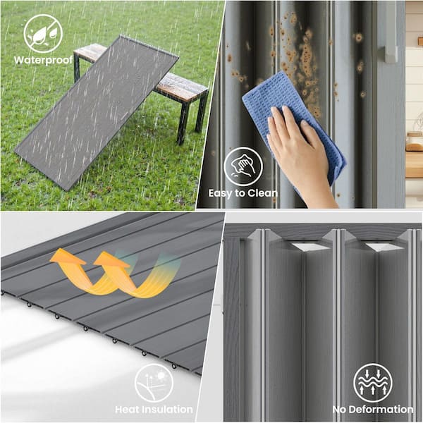 GOLDENPOLEY 48 in. x 80 in. Gray Finished PVC Interior Folding