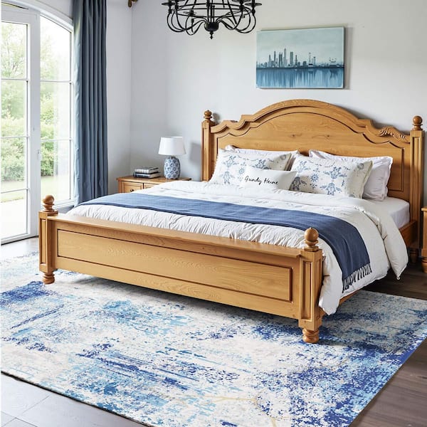 Area Rug, 5 ft. x 7 ft. Large Washable Rug, Non-Slip, Soft, Tear-Resistant, Pet and Child Friendly, Indoor Mat, Blue