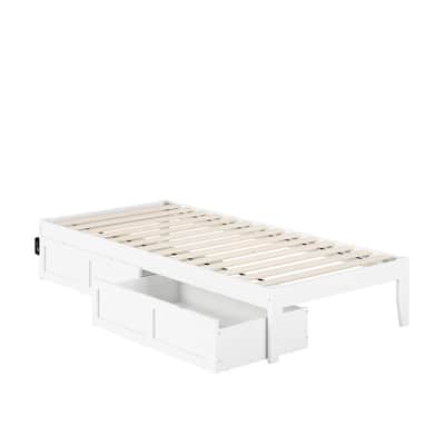 AFI Colorado Twin Extra Long Bed with USB Turbo Charger and 2 Extra Long Drawers in White