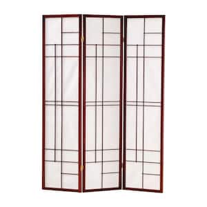 Classic 5.8 ft. Brown 3-Panel Wooden Folding Screen Room Divider