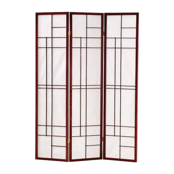 Benjara Classic 5.8 ft. Brown 3-Panel Wooden Folding Screen Room ...