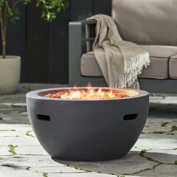 ToolCat 26.75 in. 40,000-BTU Round MGO  Outdoor Patio Fire Pit Table in Dark Grey