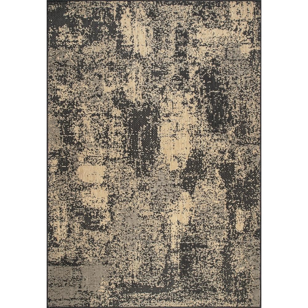 nuLOOM Maeve Mottled Charcoal 5 ft. x 8 ft. Abstract Indoor/Outdoor Area  Rug GBCB15A-508