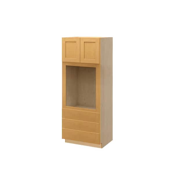 Aberdeen Recessed 33 in. W x 84 in. H x 24 in. D in Caramel Plywood Assembled Single Oven Cabinet