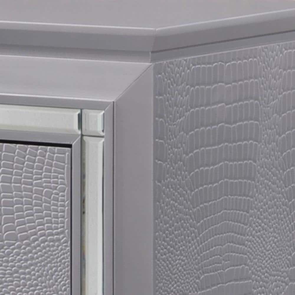 Lillian Textured Gray 2-Drawer Nightstand with Mirror Accents