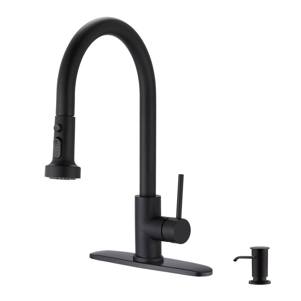 Single Handle Pull Down Sprayer Kitchen Faucet with Soap Dispenser in Matte Black price history on PriceWatchPro