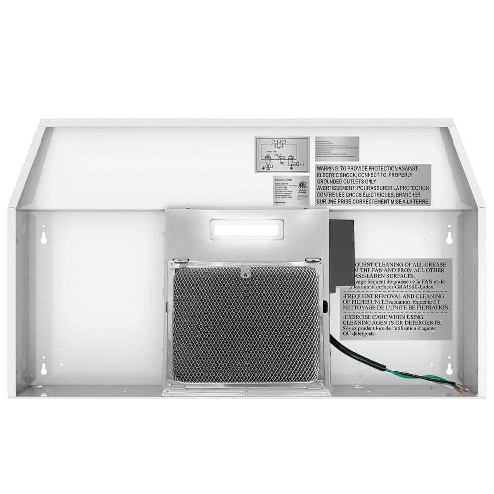30-Inch White Convertible Stainless Steel Under Cabinet Range Hood