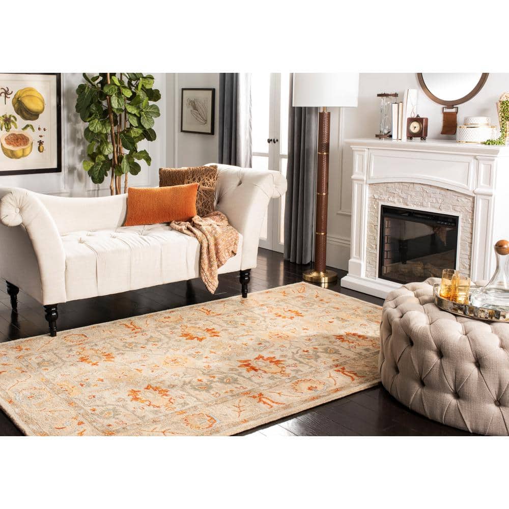 Antiquity Beige and Gray Wool Tufted Area Rug