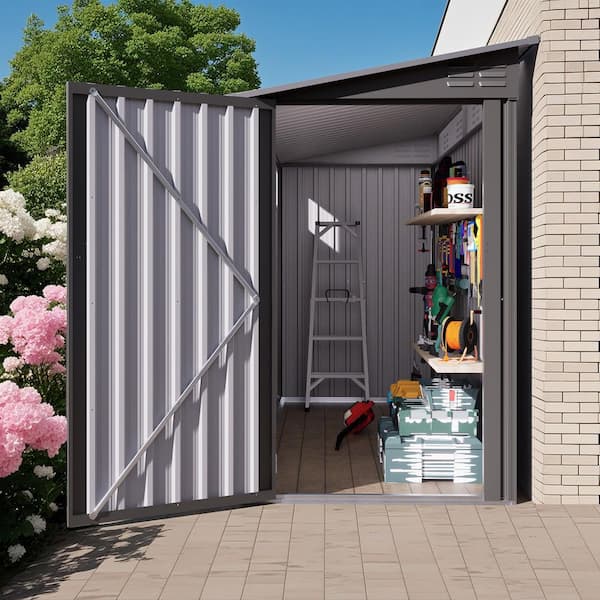 4 ft. W x 9 ft. D Metal Outdoor Storage Shed with Sloping Roof, 2
