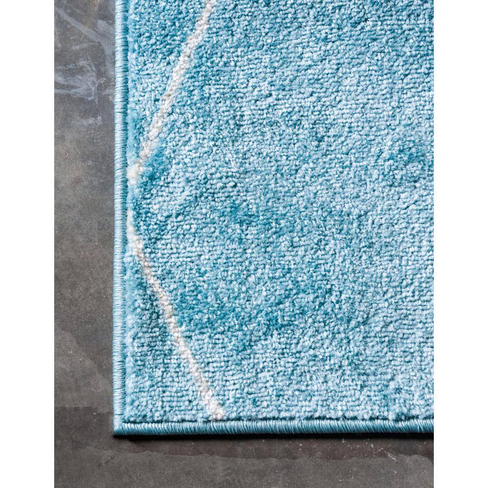 Light Blue Trellis Frieze Easy-Care Rectangular Area Rug