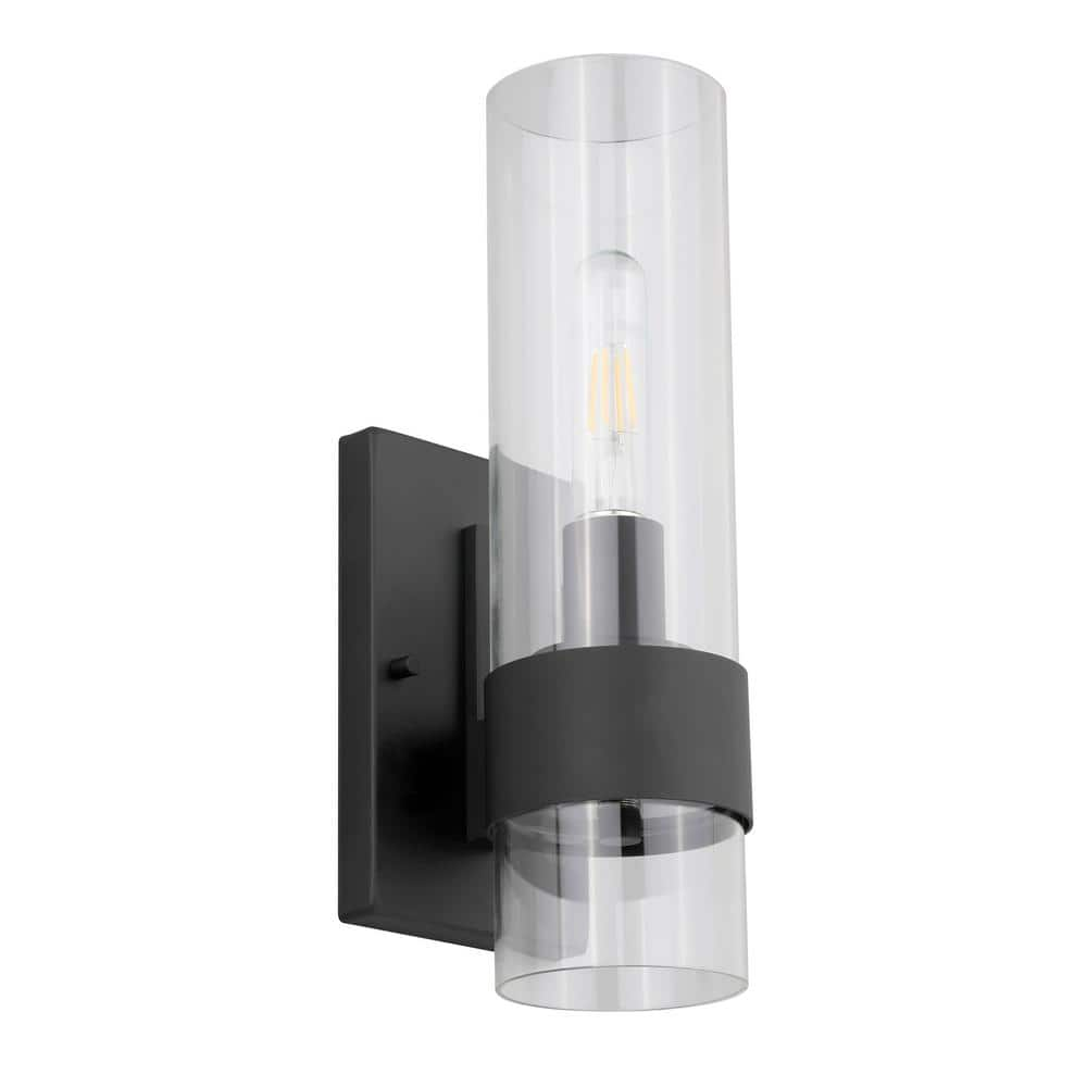 Luminosa 1-Light Matte Black Wall Sconce Clear Glass Shade