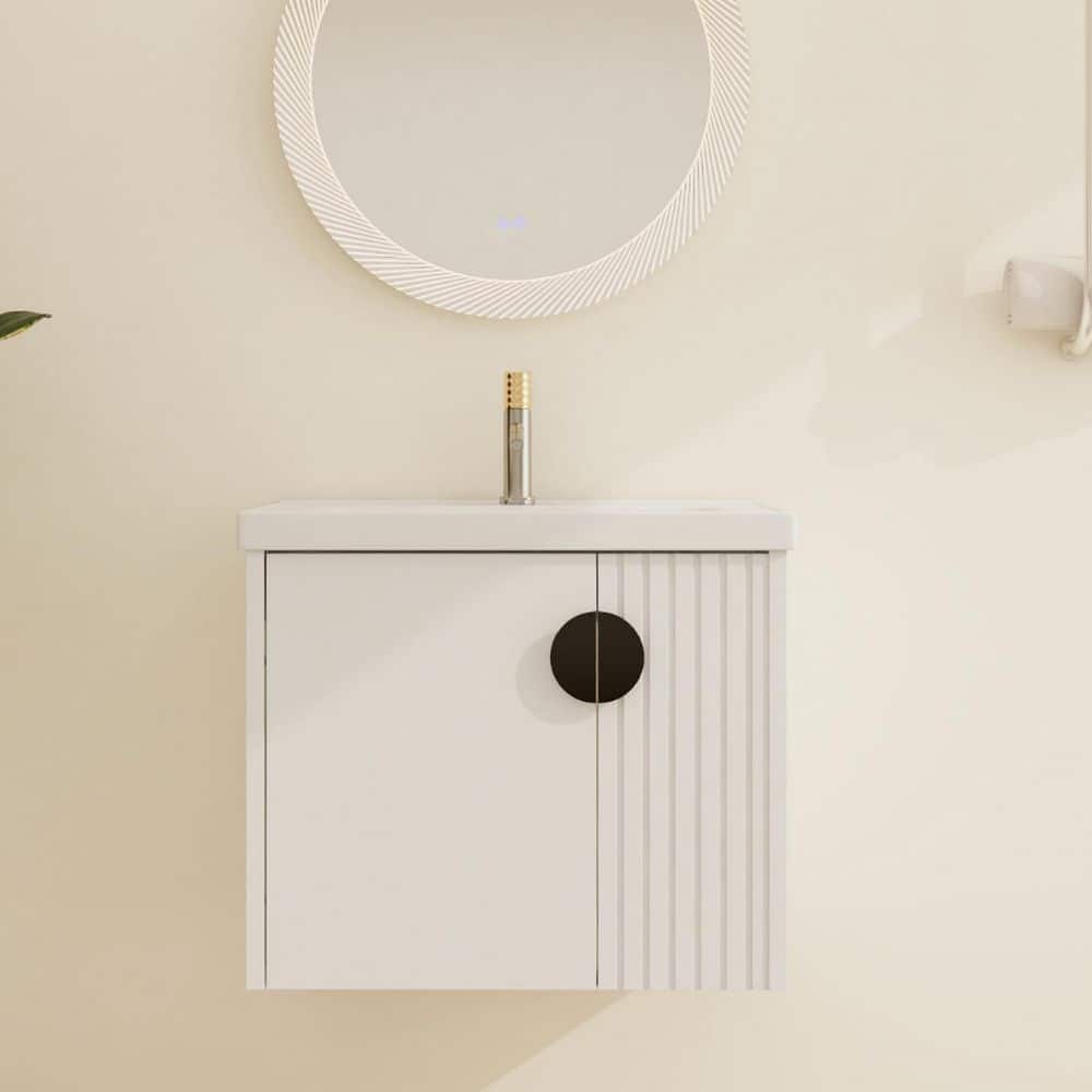 23.8 in. W x 18.5 in. D x 20.7 in. H Wall-Mounted Bath Vanity in White with