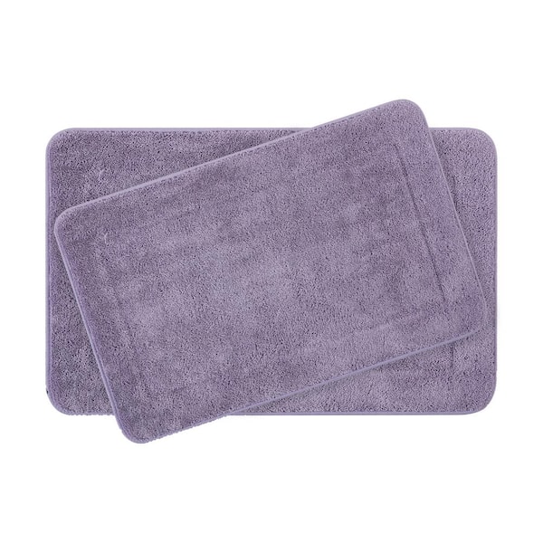 Bath Rug Purple 18 in. x 30 in. Microfiber Non Slip Backing Bath