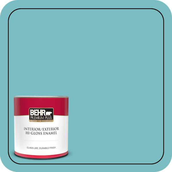 BEHR PREMIUM PLUS 1 qt. #M460-4 Pure Turquoise Hi-Gloss Enamel Interior/Exterior Paint & Primer