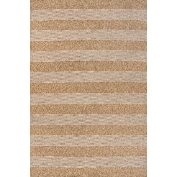 Sutton Easy Jute Modern Geometric Boho Stripe Natural/Beige 3 ft. x 5 ft. Indoor/Outdoor Area Rug