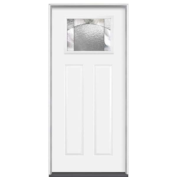 Masonite 36 in. x 80in. Left Hand Inswing Craftsman Decorative Promo Premium Steel Prehung Front Door No Brickmold w/ Narrow Sill