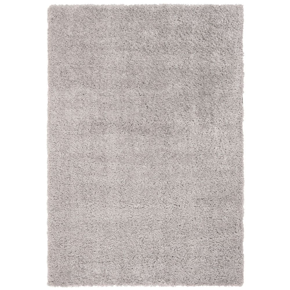 Luxe Plush Gray Shag Area Rug, Synthetic Easy Care, 4' x 6'