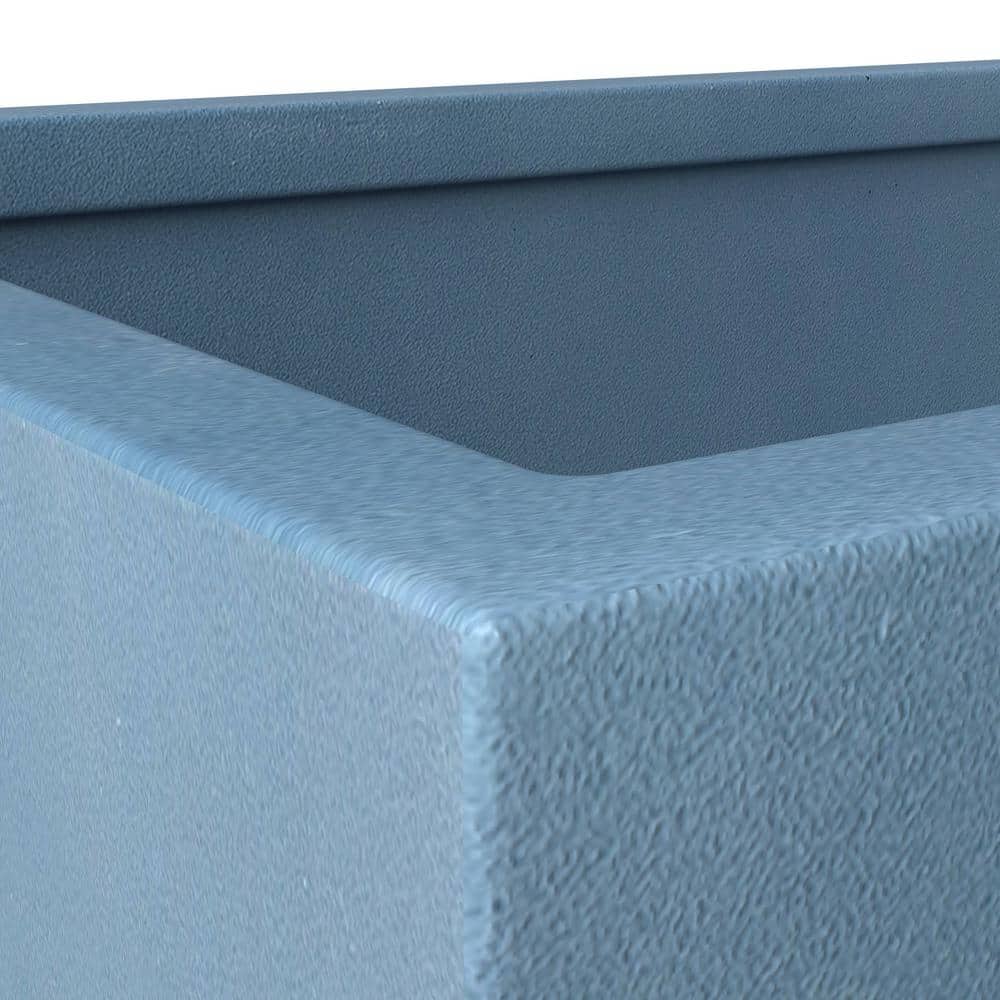 Blue Fiberstone Rectangular Planter with Drainage Holes