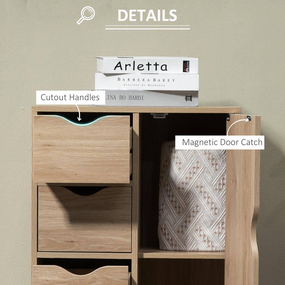 Elegant Oak Freestanding Cabinet with 4 Drawers for Living Room