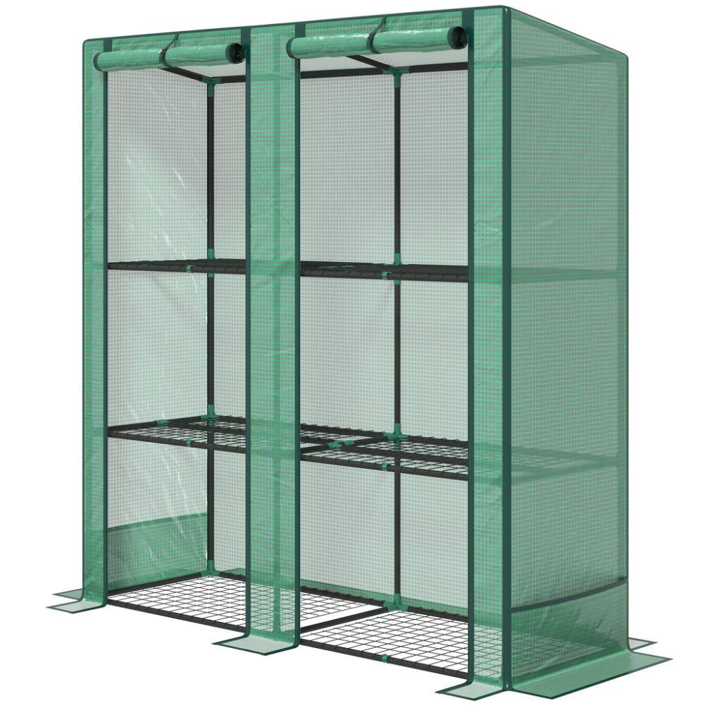 56.7 in. W x 18.9 in. D x 59.8 in. H Green Lean-to Portable Greenhouse with Three-Tier Shelves Outdoor Garden price history on PriceWatchPro