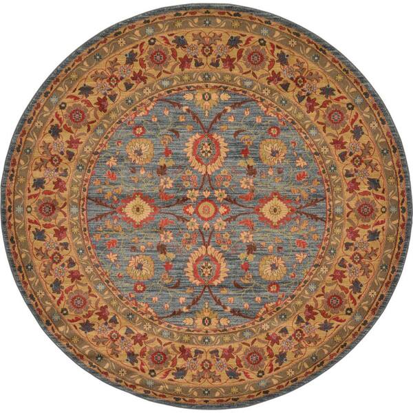 Unique Loom Edinburgh Monroe Blue 8' 0 x 8' 0 Round Rug 3129416 The Home Depot
