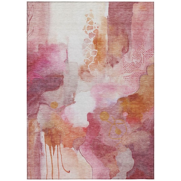 Chantille Machine Washable Indoor/Outdoor Abstract ACN2019 Pink 8 ft. x 10 ft. Area Rug