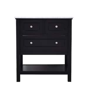 Timeless Home Gina 30 in. W x 22 in. D x 33.75 in. H Single Bathroom Vanity in Black with Carrara White Marble