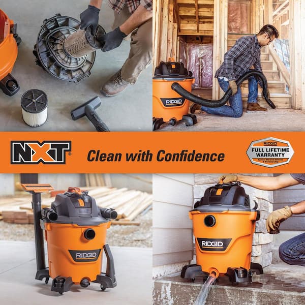 12 Gal. 5.0 Peak HP NXT Shop Vacuum Wet Dry Vac with 2 Additional General Debris Filters, Locking Hose and Accessories