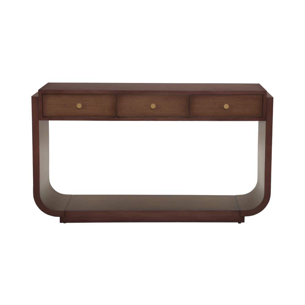 "55"" Antique Console Table, 3 Drawers, Display Shelf, Curved Legs, Painted Finish, Entryway Hallway Living Room, Walnut" price history on PriceWatchPro