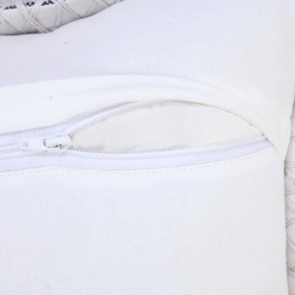 20" Blue and White Embroidered Cotton Throw Pillow