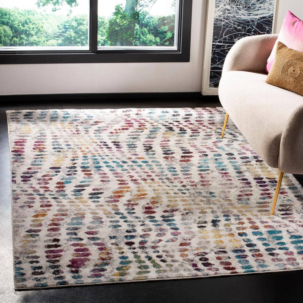 Aria Cream and Wine Synthetic Rectangular Area Rug 9' x 12'