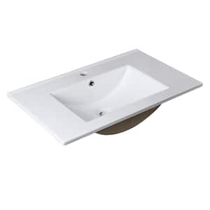 Allier 30 in. Drop-In Ceramic Bathroom Sink in White with Integrated Bowl