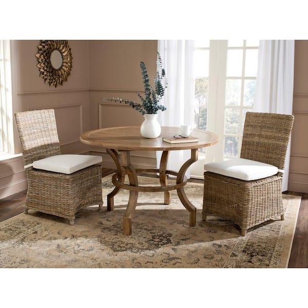 SAFAVIEH Sebesi Beige Rattan Dining Chair (Set of 2)