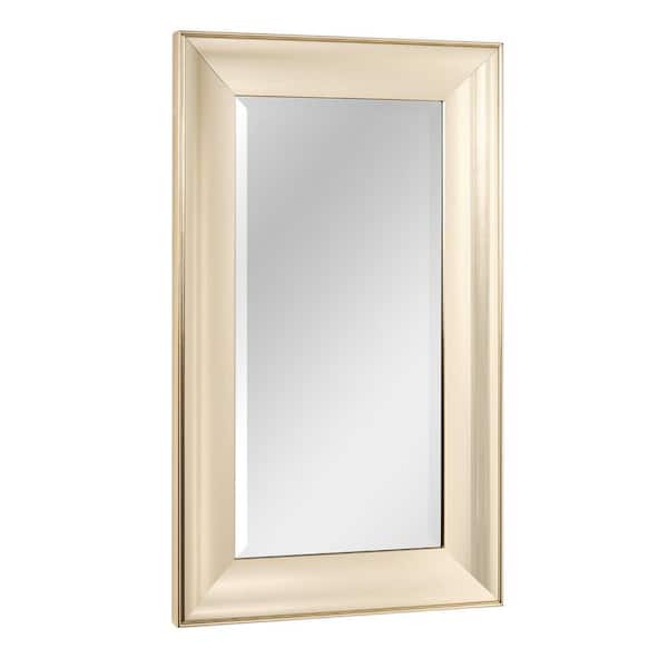 Head West 18 in. x 29.5 in. Traditional Brushed Nickel Framed Wall Vanity Mirror