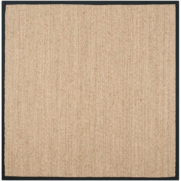 SAFAVIEH Natural Fiber Beige/Black 4 ft. x 4 ft. Woven Herringbone Square Area Rug