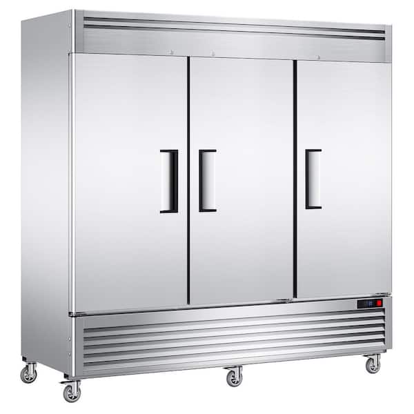 82 in 72 cu. ft. Commercial Reach-In Freezer 3 Solid Doors, Frost Free Defrost Upright Freezer in Stainless Steel