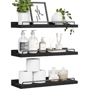 16 in. W x 6 in. Black Floating Shelves Decorative Wall Shelf, Set of 3