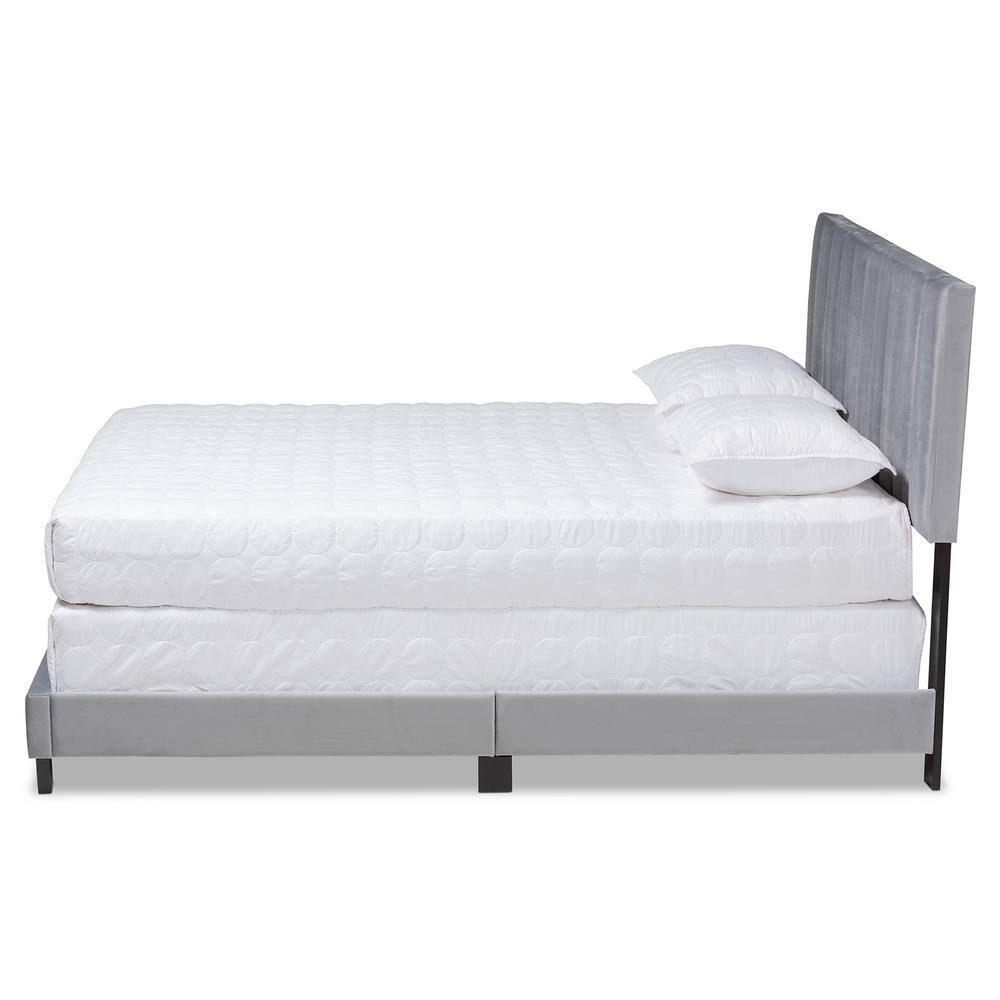 Clare Full Size Gray Velvet Upholstered Sleigh Bed with Tufted Headboard