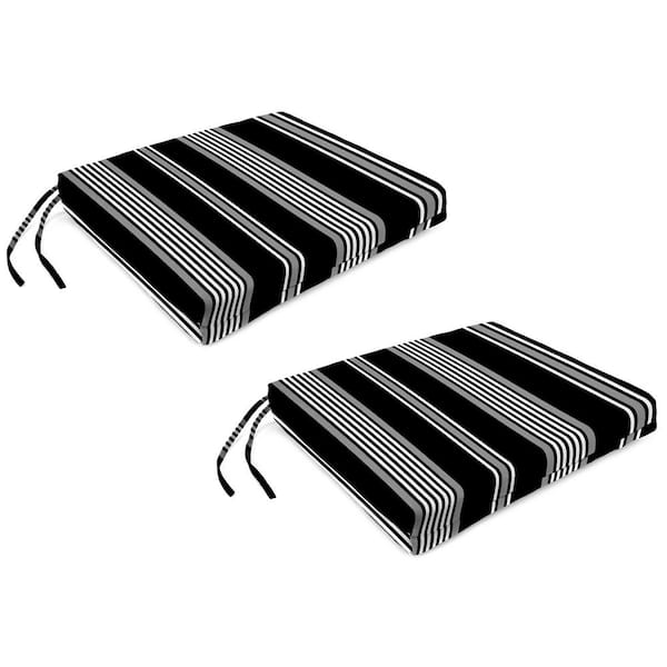 Jordan Manufacturing 19 in. W x 18 in. D x 3.25 in. T Rectangular Outdoor Chair Pad Seat Cushion in Reeder Black (2-Pack)