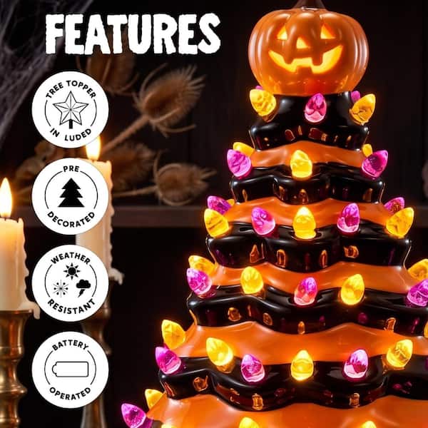 Joyfy 8.5 in Orange Pumpkin Ceramic Tree 18800 - The Home Depot