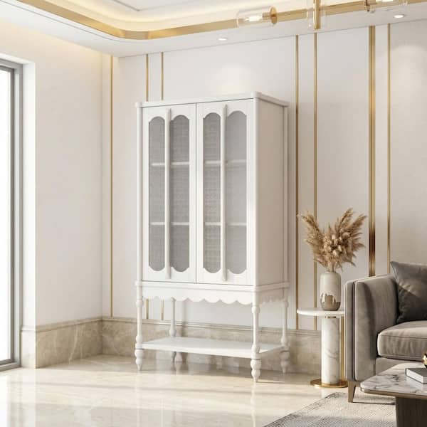 FUFU&GAGA White 62.2 in. H Accent Cabinet Office Storage Cabinet