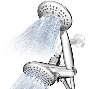 4.7 in. 2-in-1, 6-Spray Patterns Wall Mount Handheld Shower Head 1.8 GPM with Dual Shower Heads in Chrome