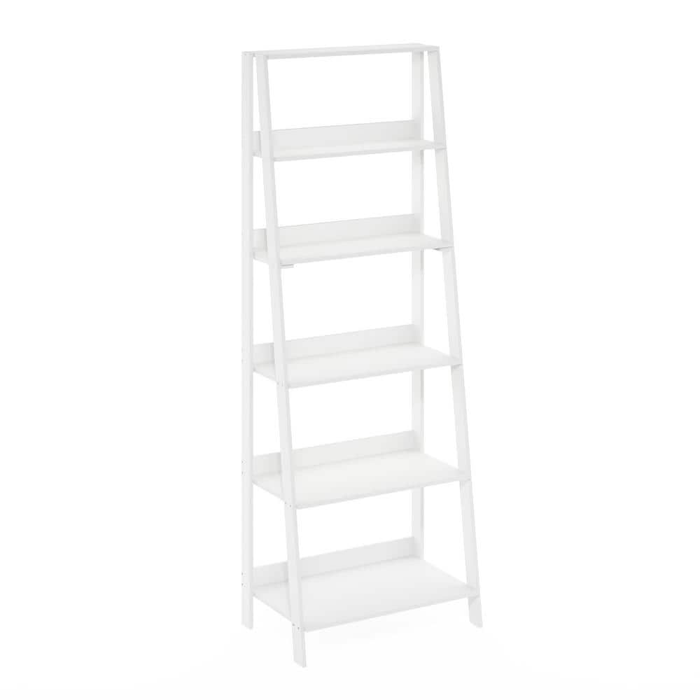 Furinno Ladder Bookcase Display Shelf  6-Tier  White