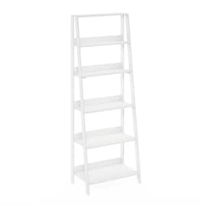 66.22 in. tall White Wood 6-Shelf Ladder Bookcase