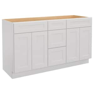 Newport 60-in W X 21-in D X 34.5-in H in Raised PanelDove Plywood Ready to Assemble Floor Vanity Base Kitchen Cabinet